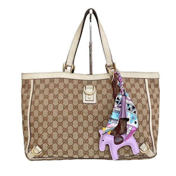 GUCCI GG Canvas Leather Tote Bag 💼 - Picture 1 of 16